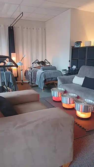 Left as you enter the FROH Wellness Spa Lounge.