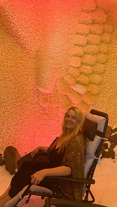 Guest Enjoying the Healing Glow